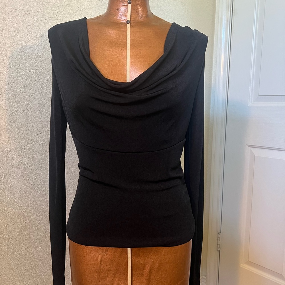 Elegant Black Cowl Neck Blouse